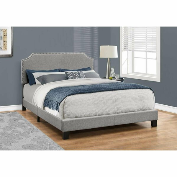 Gfancy Fixtures 45.5 in. Solid Wood Linen MDF & Foam Queen Size Bed with a Chrome Trim GF3655592